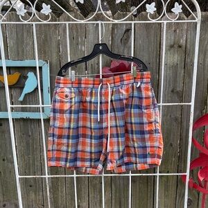 Polo by Ralph Lauren Orange and Blue Plaid Swim Trunks